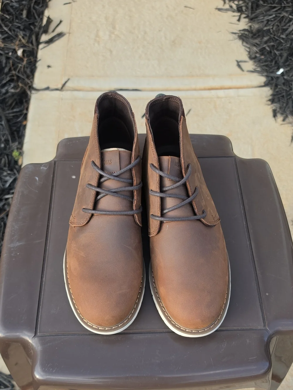 TOMS Navi Men's Chukka Boot Size 9.5 Water Resistant Topaz Brown Leather NWT